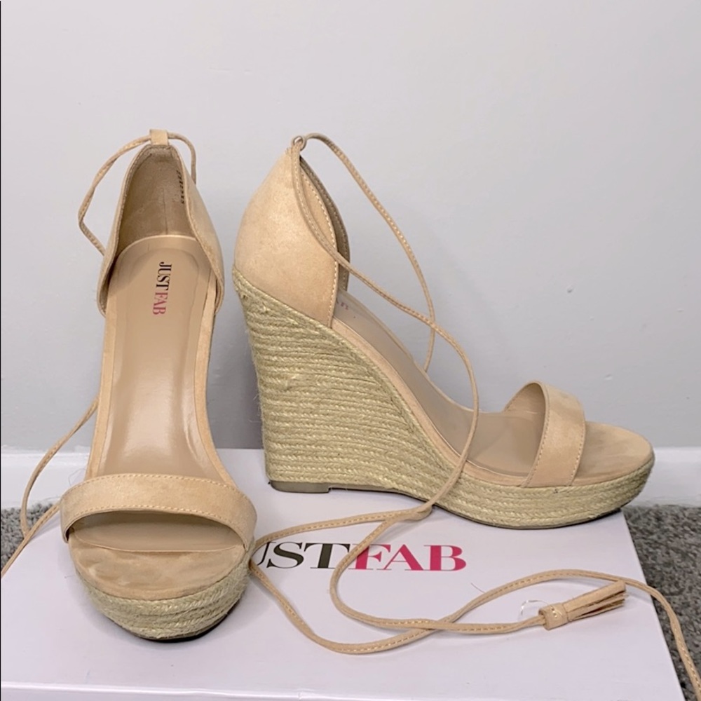Tan platform wedges
